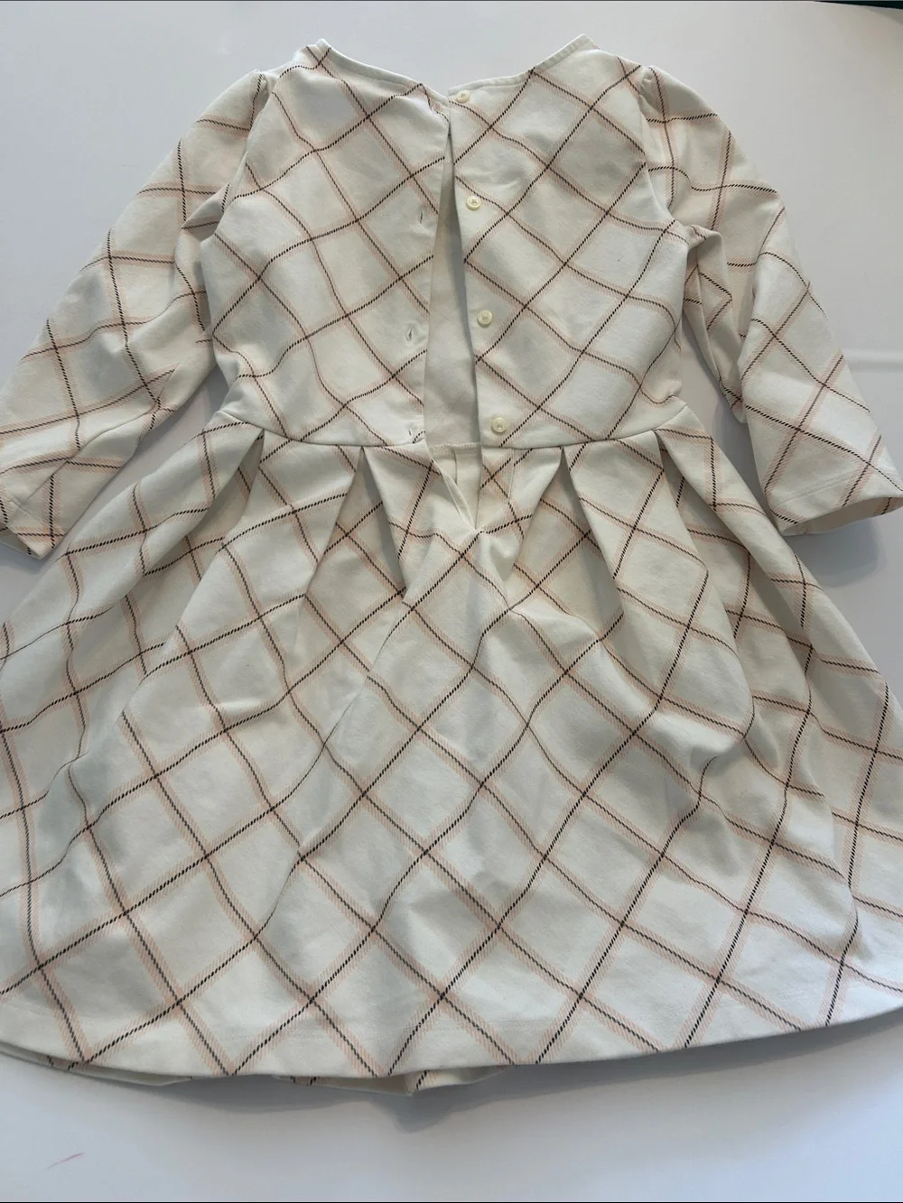 Janie and Jack Cream Dress with Tan Plaid and Bow